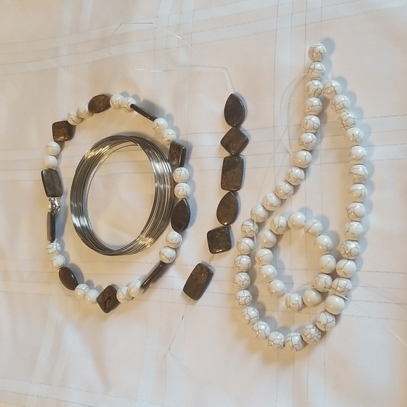 Bronzite, Magnesite and Memory Wire for necklace.  Jewelry making items #20 - Picture 3 of 4